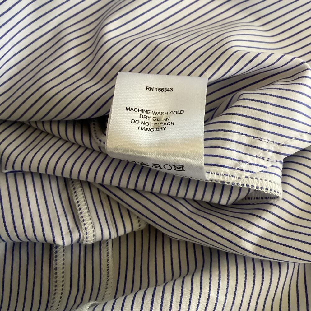 Jeana Sohn Claudia Cotton Blue White Pinstripe Back Button Midi Dress M - Picture 12 of 12